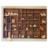 VINTAGE WOOD SHADOW BOX WITH COLLETIBLES