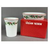 LILLIAN VERNON HOLIDAY GARLAND PORCELAIN BATH SET