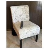 UPHOLSTERED ACCENT CHAIR 1 LEG IS BROKEN