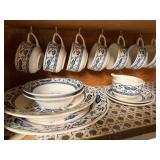 CERAMIC DISH SET PLATES CUPS SAUCERS BOWLS