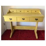 VINTAGE WOOD WRITING DESK W 3 DRAWERS & STORAGE