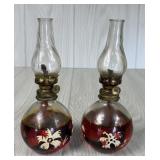 VINTAGE MINIATURE GLASS OIL LAMPS