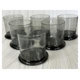 SMOKED GLASS TUMBLERS ETCHED PHOENIX SET OF 6