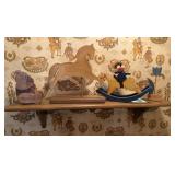 VINTAGE WOOD SHELF W PAINTED WOOD DECOR