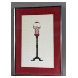 FRAMED CROSS STITCH GUMBALL MACHINE WALL ART