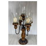 VINTAGE 5 ARM WOOD & WROUGHT IRON CANDELABRA