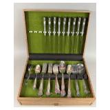OLD COMPANY PLATE FLATWARE W WOOD CHEST
