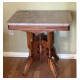 VICTORIAN EASTLAKE MARBLE TOP PARLOR TABLE