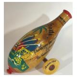PAINTED HAITIAN COMMEMORATIVE WOOD FLASK