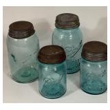 VINTAGE BLUE GLASS BALL PERFECT MASON JARS