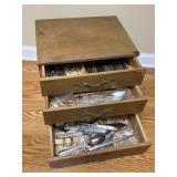 VINTAGE ELDAN NICKEL SILVER JAPAN FLATWARE & CHEST