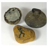 AGATE GEODE IRON WEIGHT & PAINTED KOKOPELLI ROCK