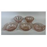 ASSORTED PINK DEPRESSION GLASS BOWLS
