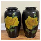 VINTAGE CERAMIC HAND PAINTED VASES JAPAN