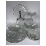 VINTAGE GLASS BOWLS PLATTERS COASTERS