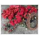 CHRISTMAS FLORAL POINSETTIAS GRAPEVINE WREATH