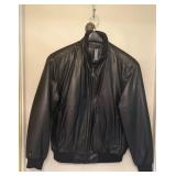 ROUNDTREE & YORK BLACK LAMBSKIN BOMBER JACKET NWT