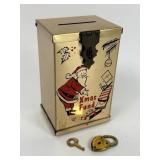 VINTAGE LIGHOGRAPH TIN CHRISTMAS SAVINGS BANK
