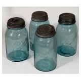 VINTAGE BLUE GLASS BALL PERFECT MASON JARS