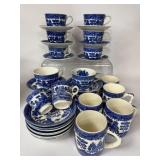 BLUE WILLOW JAPAN CUPS & SAUCERS DISHWARE