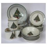 CHRISTMAS STONEWARE DINNER PIECES