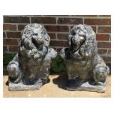 20' CAST CONCRETE GUARDIAN LIONS PAIR VERY HEAVY!!