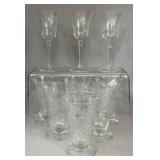 ETCHED GLASS STEMWARE & FOOTED ICE TEA