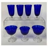 FOSTORIA VICTORIAN BLUE COBALT REGAL BLUE STEMWARE