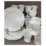 MILK GLASS PLATES & GOBLETS COLONY HARVEST