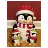 CRACKER BARREL PENGUINS COOKIE JAR & SALT PEPPER