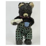VINTAGE THIRSTY BEAR WIND UP PLUSH TOY WORKS!
