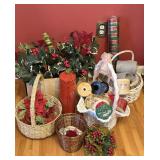 CHRISTMAS DECOR BASKETS RIBBON FLORAL