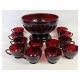 ANCHOR HOCKING ROYAL RED RUBY PUNCH BOWL SET