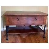 CONSOLE TABLE TV MEDIA STAND W METAL LEGS & DRAWER