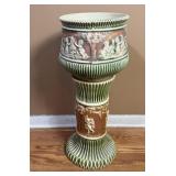 ANTIQUE ROSEVILLE DONATELLO JARDINIERE & PEDESTAL