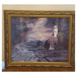FRAMED LIGHTHOUSE PRINT WALL DECOR