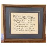 FRAMED CROSS STITCH SISTERS FRIENDS