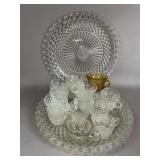 VINTAGE GLASS PUNCH CUPS & SERVING PLATTERS
