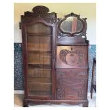 ANTIQUE OAK SIDE BY SIDE SECRETARY DESK & BOOKCASE