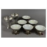SILVER PLATE SALT CELLARS & EGG CUPS