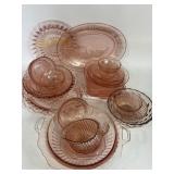 ALL CHIPPED PINK DEPRESSION GLASS PIECES