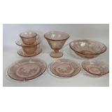 SHARON CABBAGE ROSE PINK BY FEDERAL GLASS