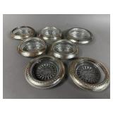 VINTAGE GLASS & SILVER PLATE COASTERS