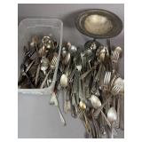 ASSORTED SILVER PLATE & STAINLESS FLATWARE