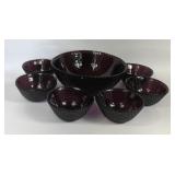 VINTAGE BLENKO AMETHYST ART GLASS SALAD SET