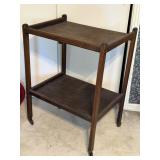 VINTAGE WOOD TEA TROLLEY BEVERAGE SERVING CART