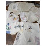 VINTAGE TABLE LINENS CROCHET & EMBROIDERED