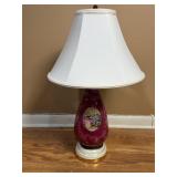 CRANBERRY ART GLASS LAMP W FRAGONARD MUSIC SCENE