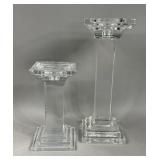 PAIR OF GLASS CANDLE STICKS