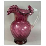 VINTAGE FENTON CRANBERRY GLASS PITCHER